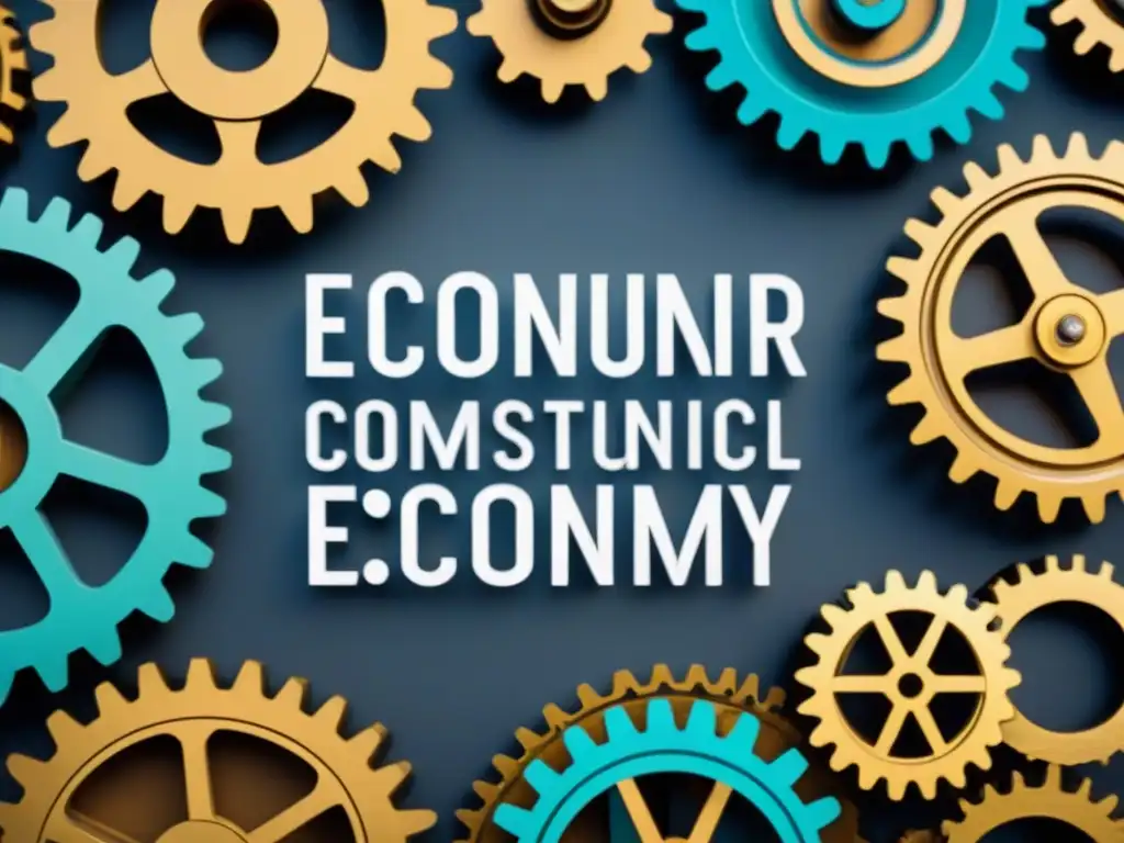 Intrincado sistema de engranajes conectados simbolizando el concepto de economía circular y consumo responsable
