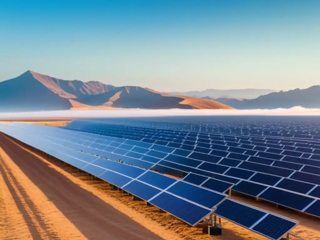 Inversión responsable en energías renovables: un panel solar en el desierto con persona reflexiva