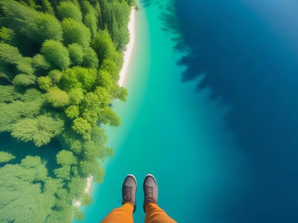 Un lago sereno reflejando un bosque verde y cielo azul, simbolizando la gestión eficiente del agua sostenible