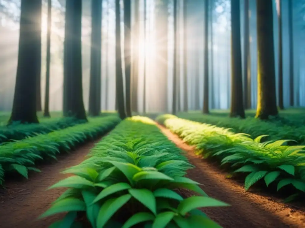 Bosque sereno: luz y sombra en la naturaleza La luz natural filtra entre el frondoso dosel del bosque, creando una atmósfera de serenidad y reflexión