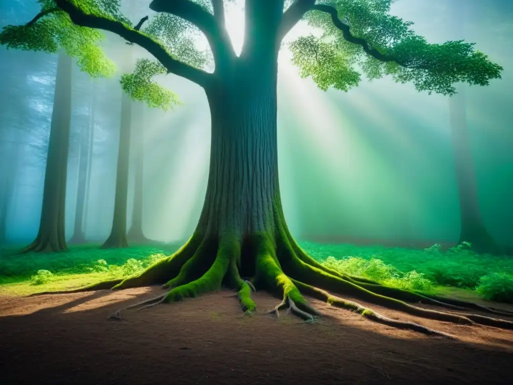 La majestuosidad del árbol en un bosque verde, reflejando el papel del cine en sostenibilidad