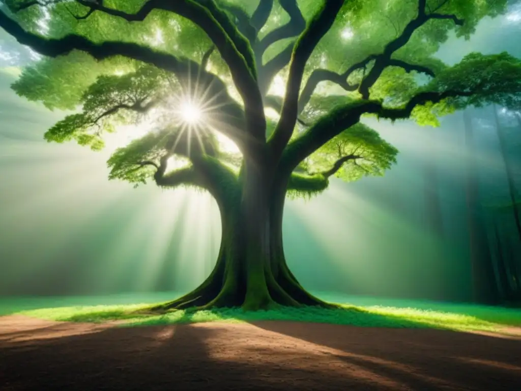 Un majestuoso árbol solitario en un exuberante bosque