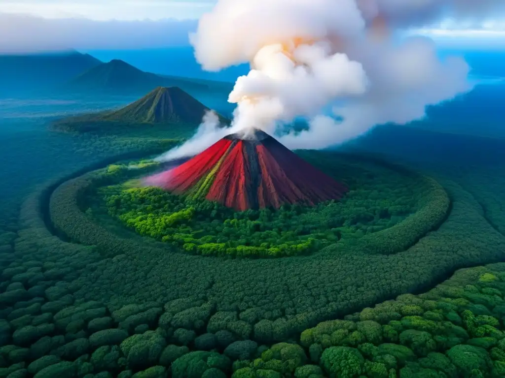 Volcán majestuoso en selva tropical: Rutas sostenibles para explorar volcanes