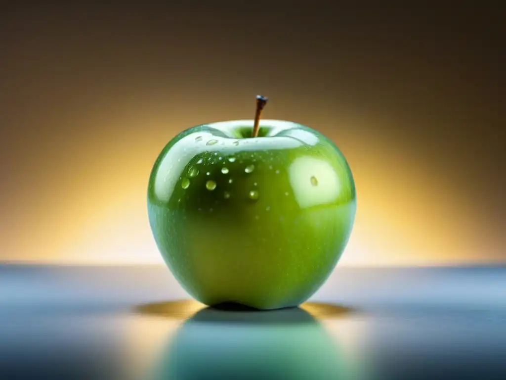 Manzana verde fresca y pura, simbolizando una dieta sana sin pesticidas