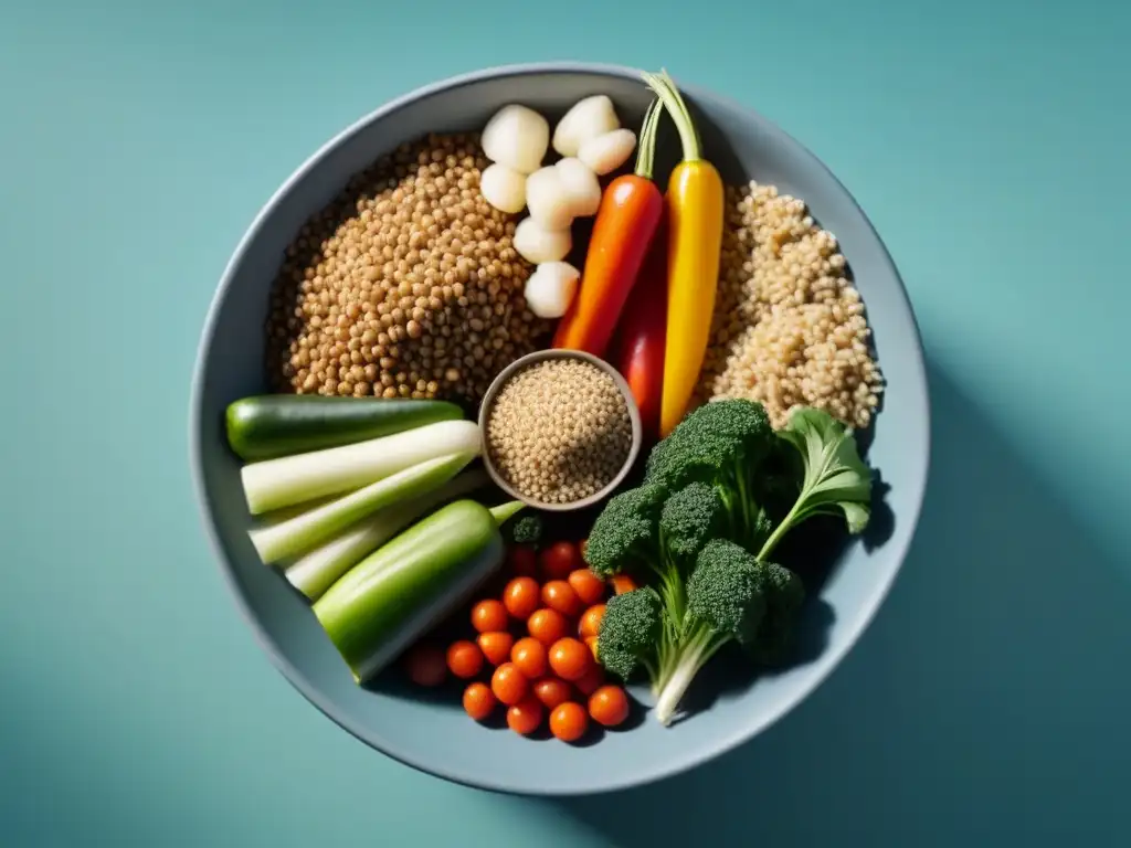 Una mezcla colorida de ingredientes frescos en un tazón para recetas de comida sostenible para mascotas