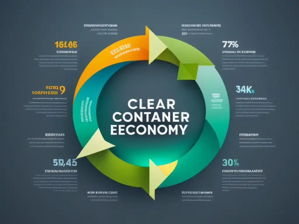 Ilustración minimalista de ciclo de vida de envase en Economía circular en bebidas sostenibles, con diseño moderno y paleta de colores suave