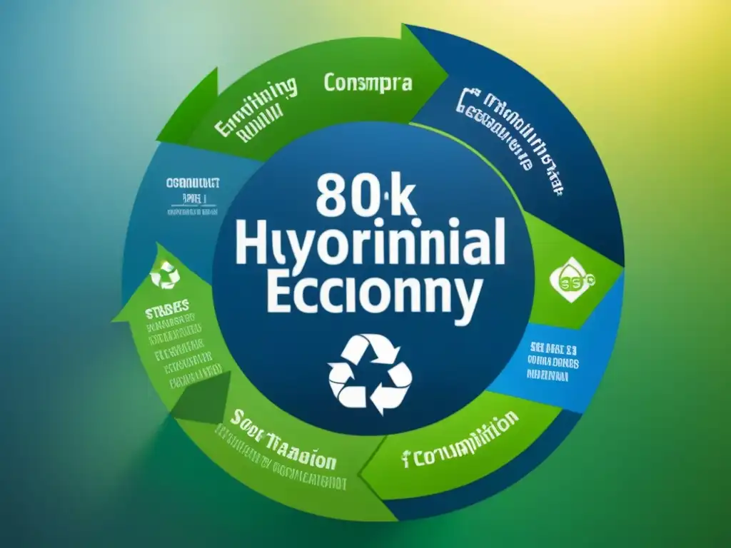 Ilustración minimalista del comercio verde economía circular, flujo de recursos en un diseño moderno y elegante