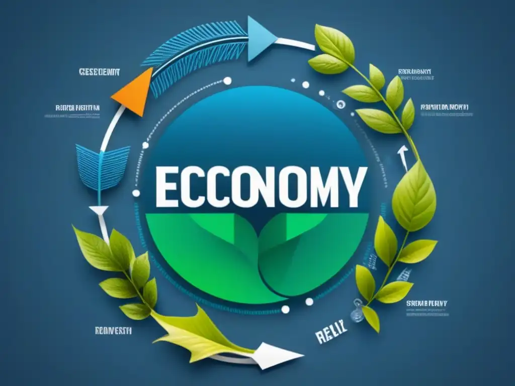 Representación minimalista de un ecosistema de economía circular, flujo continuo de recursos en diseño moderno