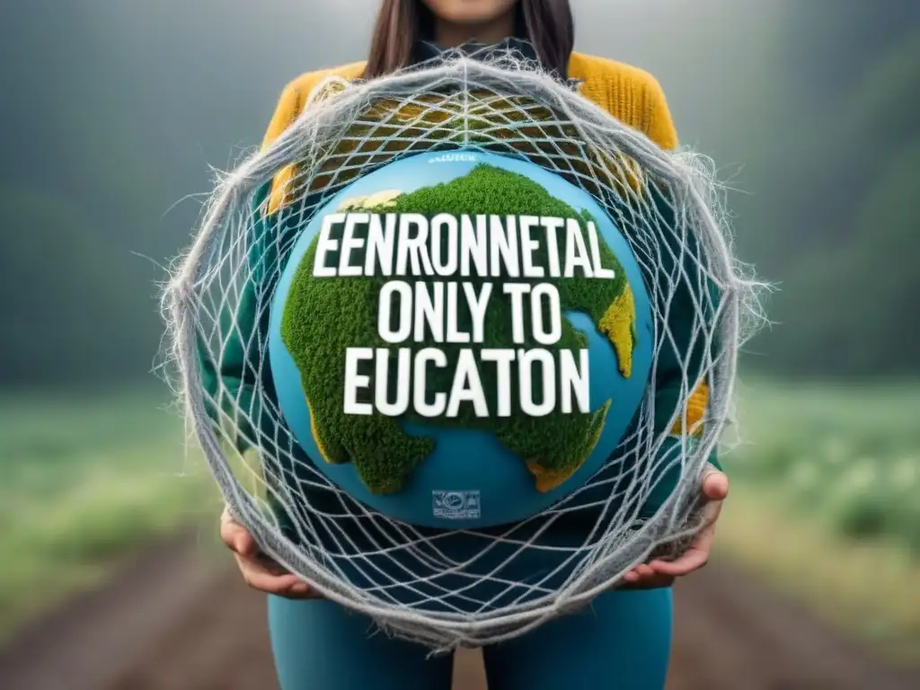 Desmontando mitos sobre educación ambiental: ilustración detallada de una red de conceptos erróneos entrelazados en un fondo blanco