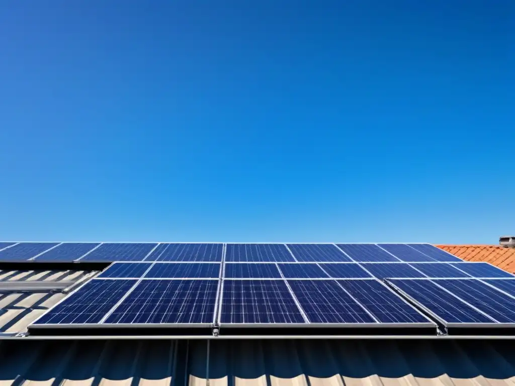 Instalación moderna de paneles solares en la azotea, reflejando la eficiencia y ahorro con paneles solares sostenibles