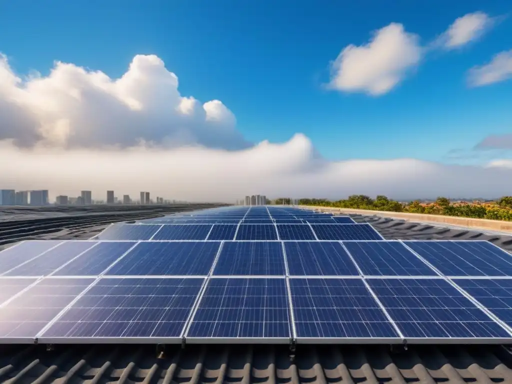 Instalación moderna de paneles solares en tejado, eficiente y sostenible