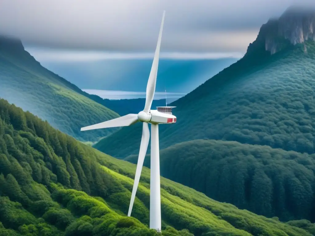 Un molino de viento moderno destaca en entornos diversos, adaptándose con elegancia