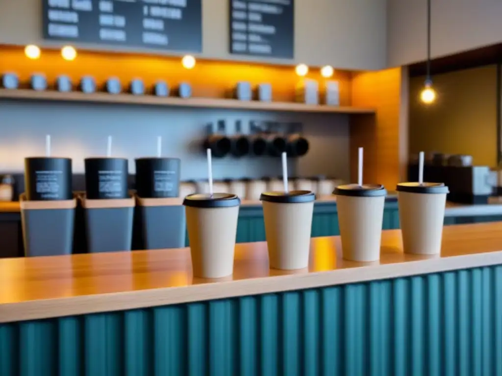 Mostrador de café ecofriendly en una pequeña empresa camino zero waste