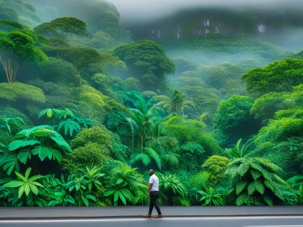 Mural detallado de selva con especies en peligro