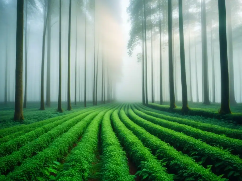 Notas musicales entre hojas verdes de un bosque, simbolizando armonía entre música y naturaleza en la lucha contra el cambio climático