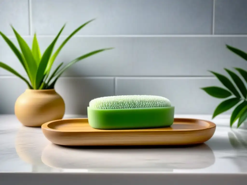 Un oasis de serenidad eco-friendly en un baño minimalista