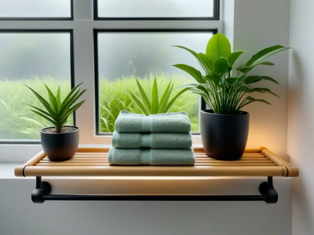 Un oasis de serenidad y elegancia con productos ecofriendly en un baño minimalista