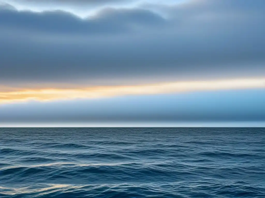 Un océano vasto y sereno reflejando el cielo, transmite calma y tranquilidad