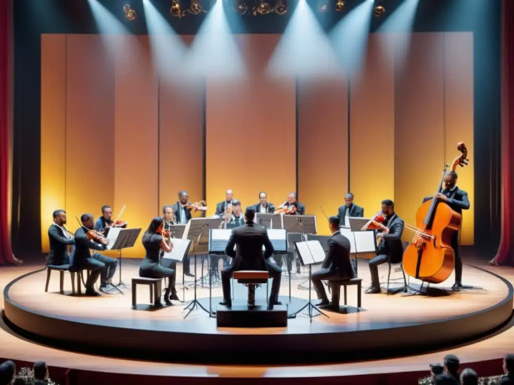 Una orquesta sostenible interpreta con instrumentos musicales reciclados en un escenario ecoamigable