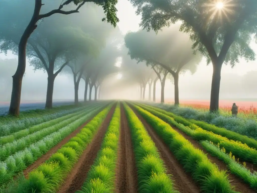 Corredor biológico: integración perfecta de vida silvestre y agricultura Un paisaje exuberante donde la vida salvaje se mezcla con la agricultura en corredores biológicos