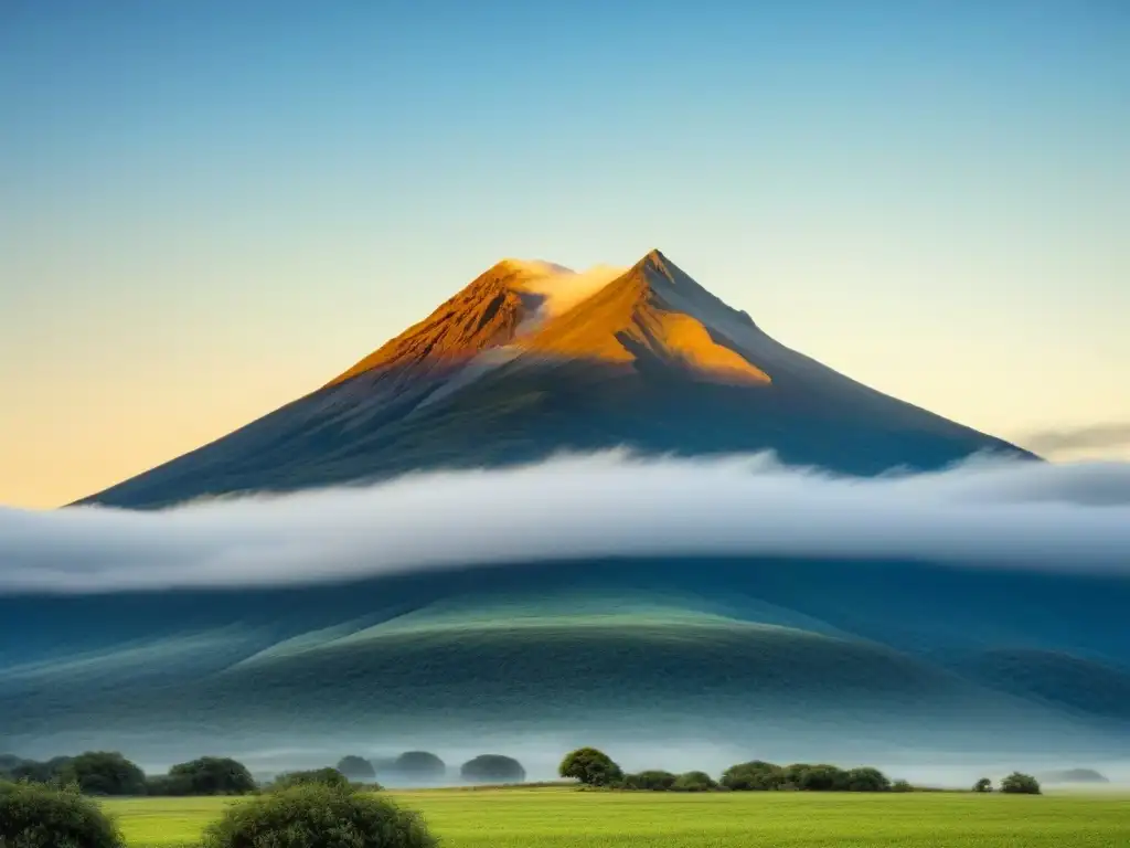 Un paisaje natural inmaculado con montañas y un águila, transmite serenidad