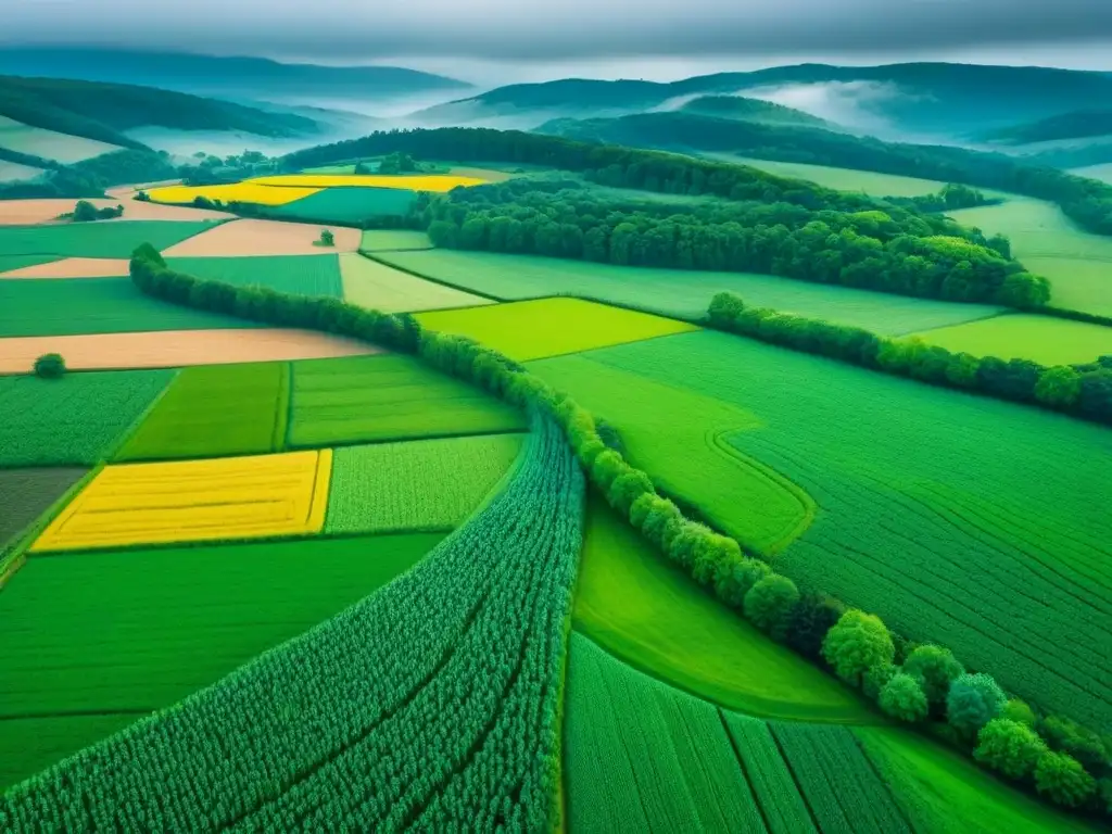 Corredores biológicos: la armonía entre agricultura y naturaleza Un paisaje sereno y armonioso con corredores biológicos en paisajes agrícolas