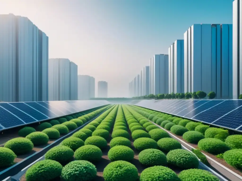 Un paisaje urbano futurista y ecológico en armonía con la naturaleza en países con avances zero waste