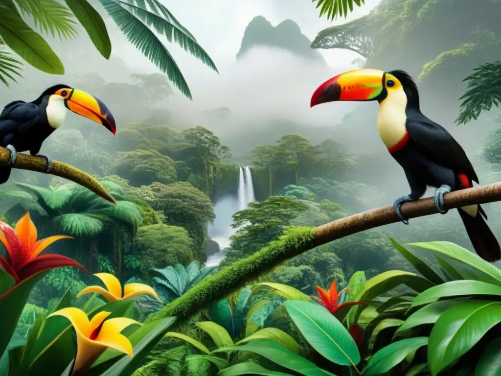 Selva tropical exuberante: biodiversidad en detalle Un paraíso de biodiversidad en la selva tropical, con impacto visual y derroche de colores
