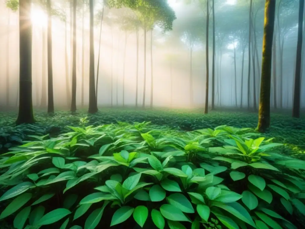 Patrones de luz entre hojas en la selva, transmitiendo tranquilidad