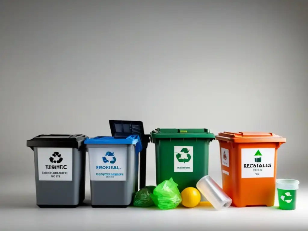 Persona ordenando materiales reciclables en contenedores etiquetados, promoviendo programas Zero Waste para adultos