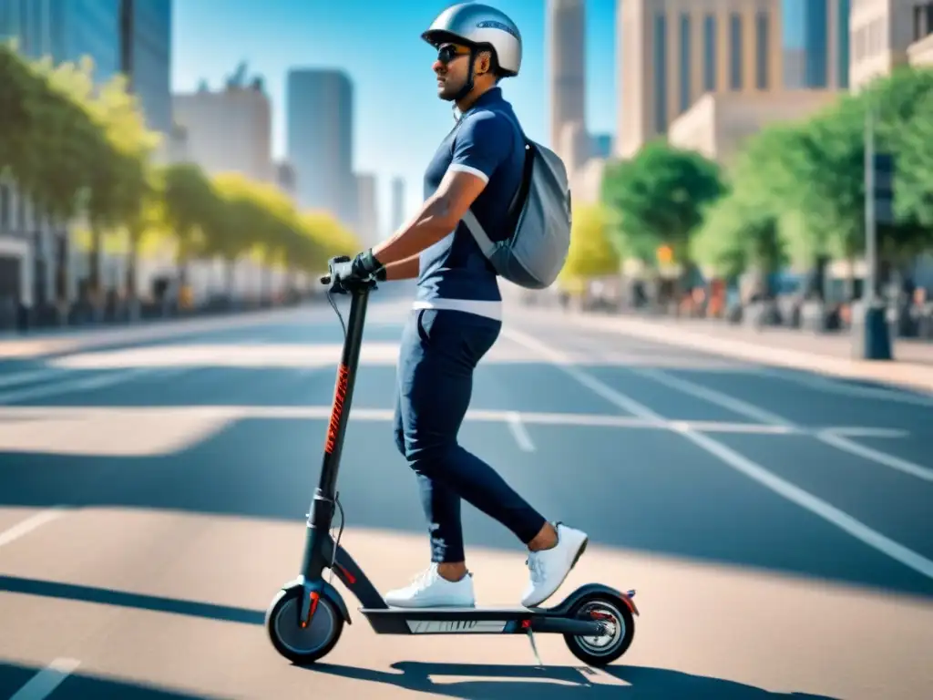 Persona en scooter eléctrico, seguridad urbana