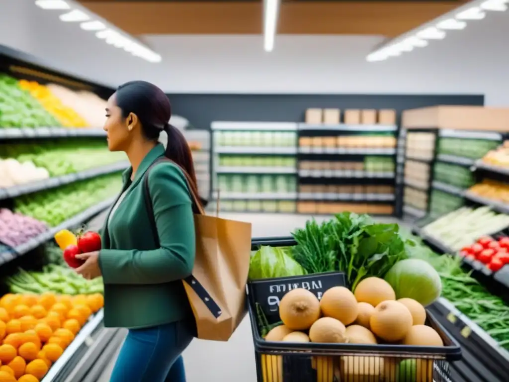 Personas diversas comprando en tienda zero waste, fomentando la sostenibilidad y comunidad