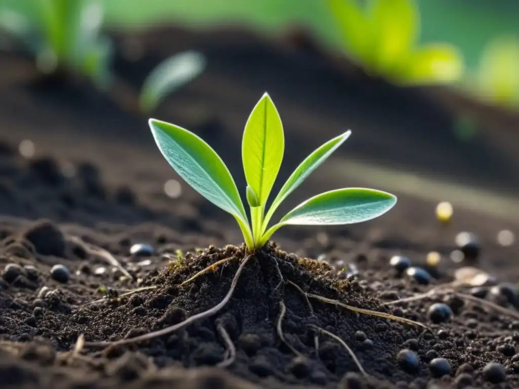 Plantas exuberantes en suelo fértil, con raíces intrincadas a la vista