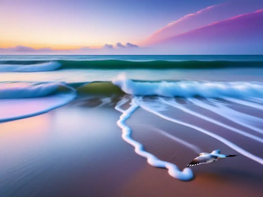 Amanecer en una playa virgen, libre de contaminación plástica