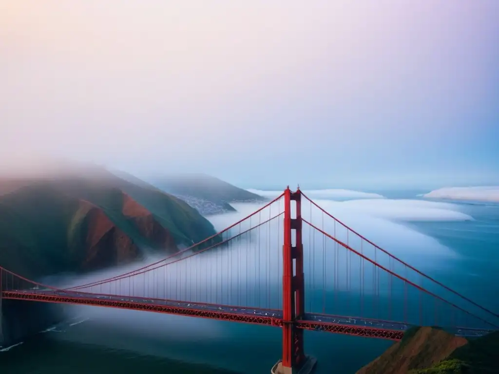 Un puente Golden Gate envuelto en neblina, reflejo de la ciudad pionera en Avances hacia el Zero Waste