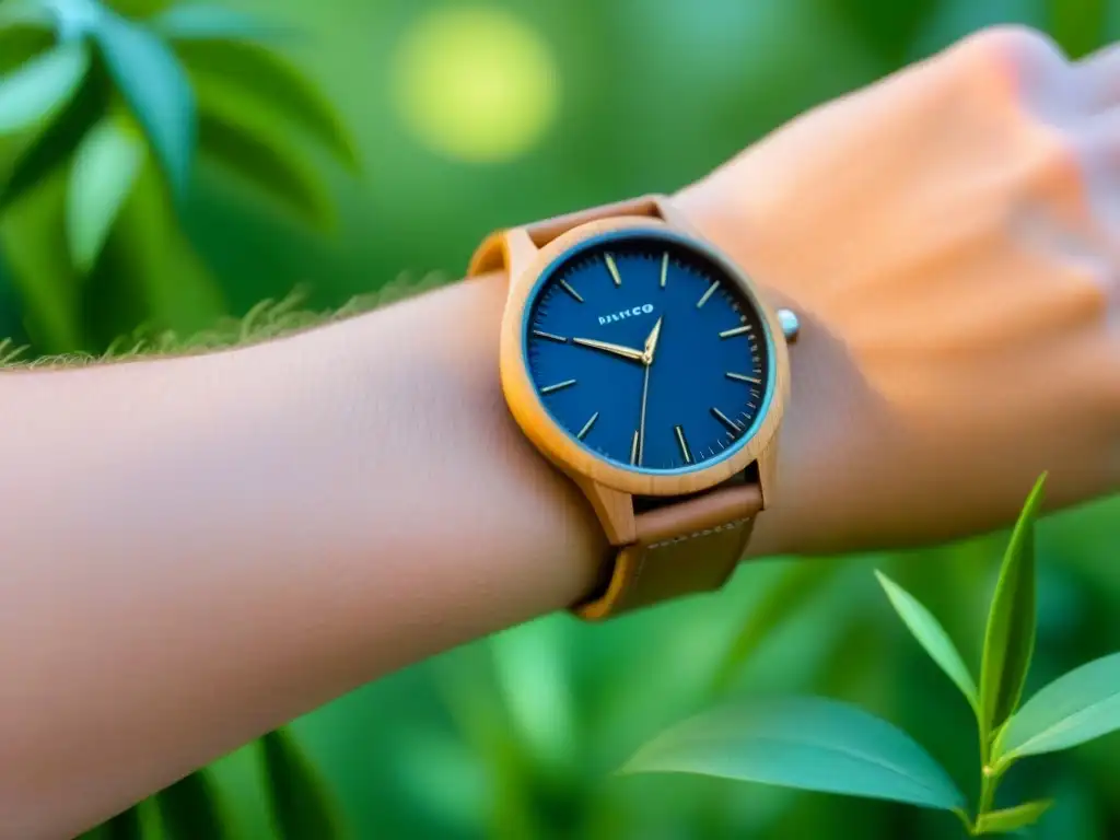 Un reloj ecológico en un entorno natural, Accesorios sostenibles para estilo eco