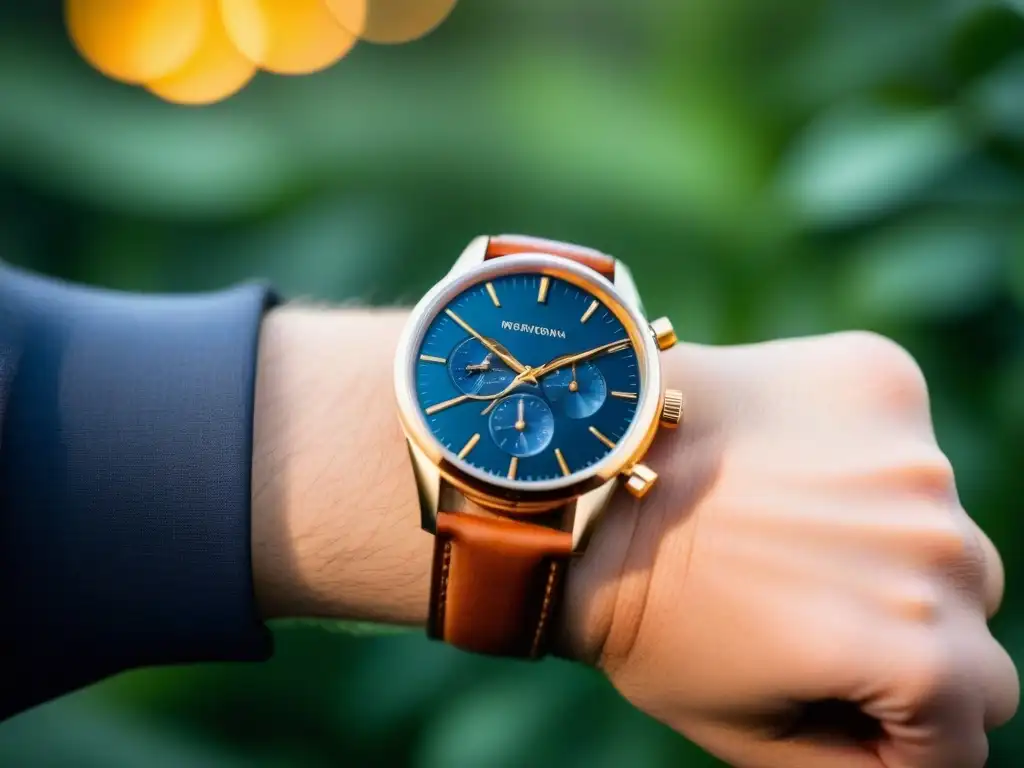 Reloj de lujo ecológico con diseño moderno y detalles intrincados, ideal para la moda sostenible