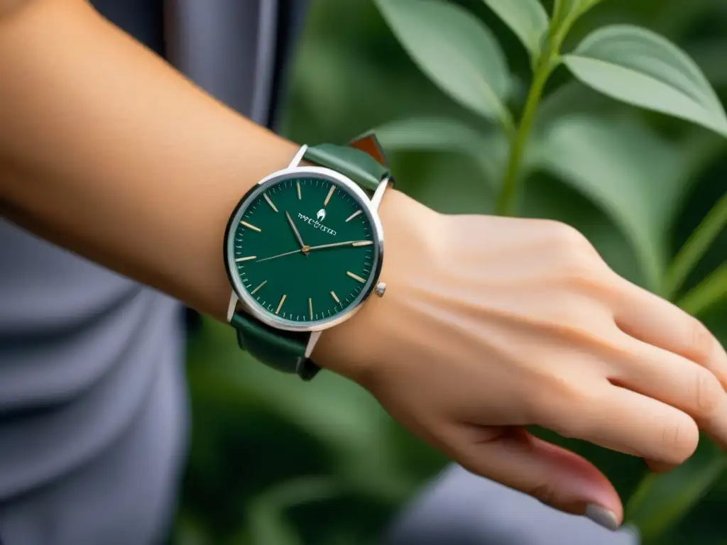 Reloj de lujo ecológico con diseño minimalista y materiales sostenibles