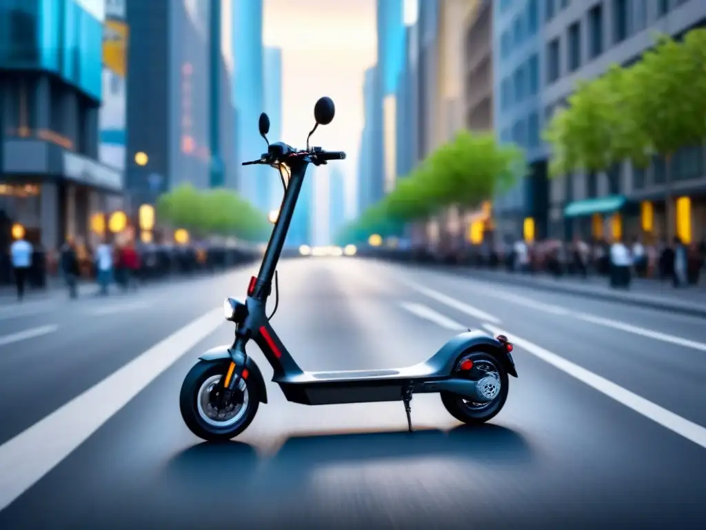 Un scooter eléctrico moderno surcando rutas urbanas, destacando su diseño futurista y eficiente