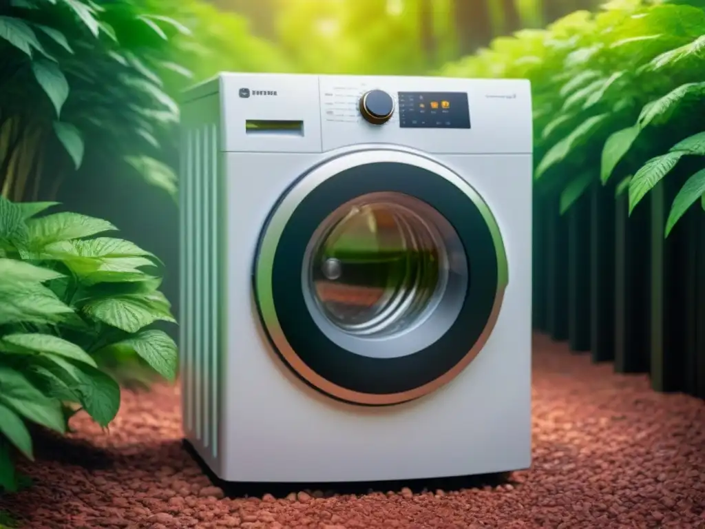 Secadora eficiente de energía sostenible en armonía con la naturaleza, diseño minimalista y ecoamigable