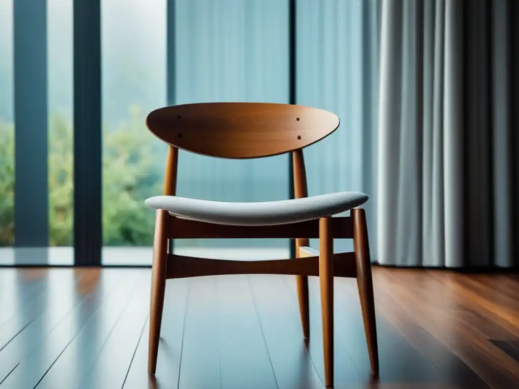 Silla de madera reciclada: diseño sostenible y elegante Silla de madera minimalista y sostenible en un ambiente luminoso, ideal para muebles diseño sostenible inversión futura