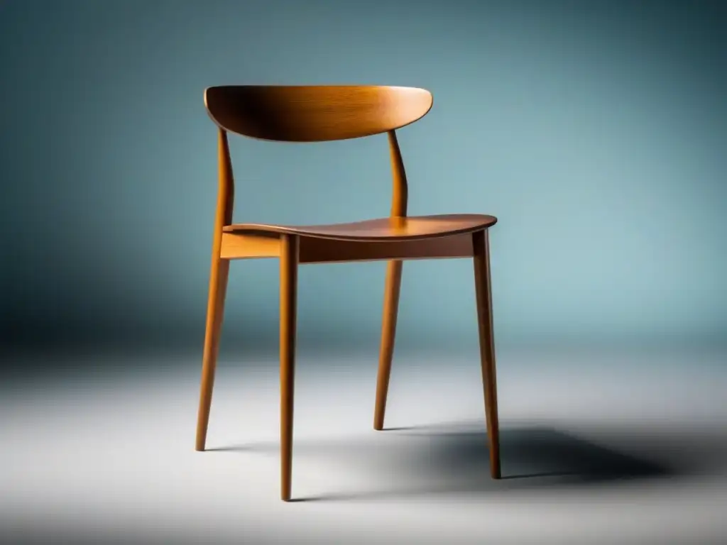 Una silla de madera sostenible, elegante y minimalista, resaltando certificaciones ecológicas en muebles sostenibles