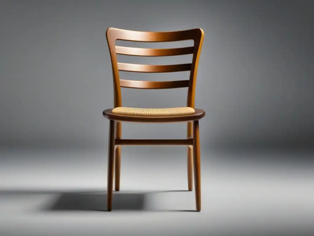 Silla moderna de madera sustentable con certificaciones ecológicas en fondo blanco