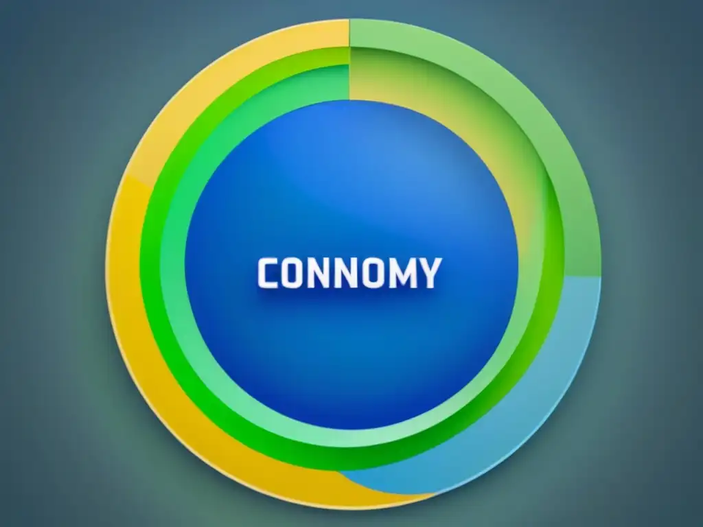 Un sistema circular de economía sostenible en acción, con bucles interconectados simbolizando el flujo continuo de recursos