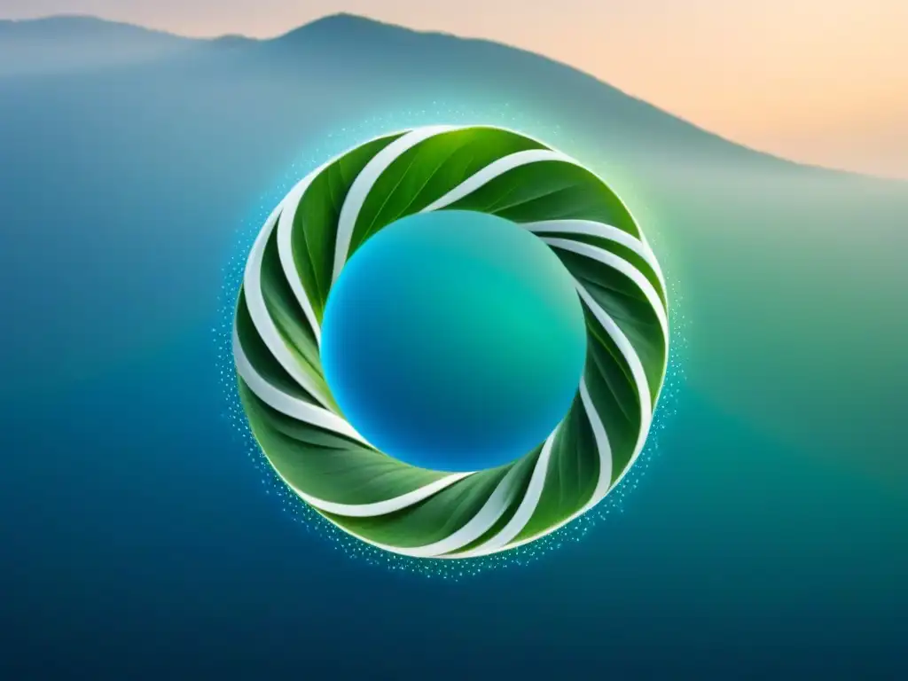 Sistema de economía circular: flujo sostenible de recursos Un sistema circular sostenible con loops conectados en azules y verdes