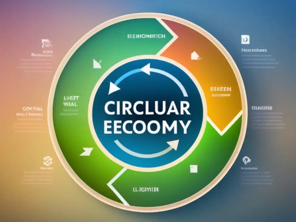 Implementación de sistemas de economía circular sostenible: Diagrama elegante de flujo circular representando eficiencia y sostenibilidad