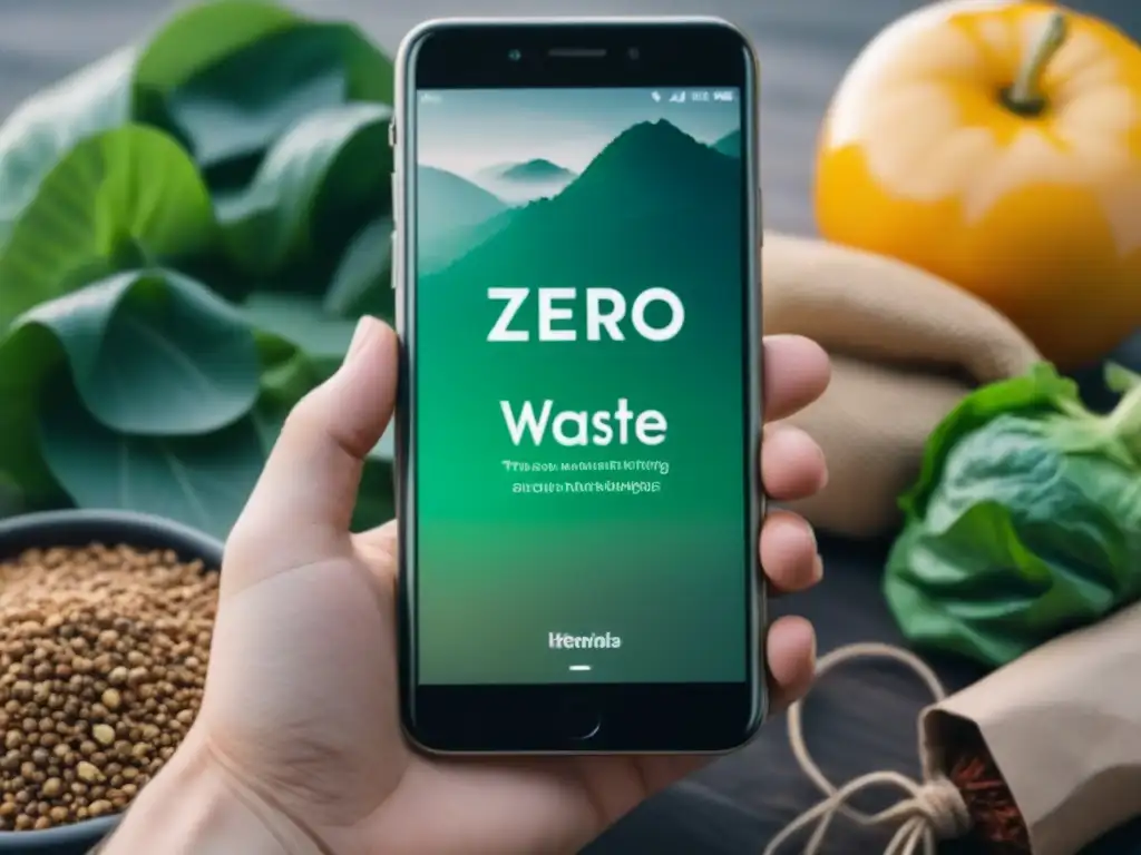 Un smartphone moderno muestra apps para desafíos zero waste, fomentando la sostenibilidad