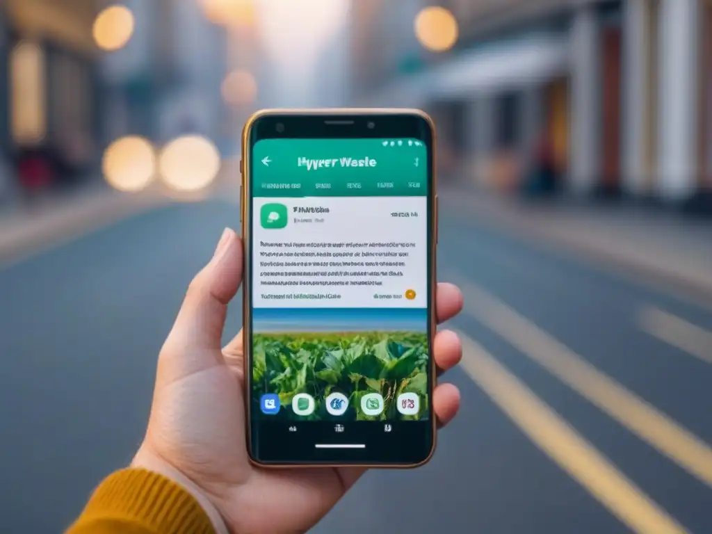 Un smartphone moderno muestra una promoción de estilo de vida zero waste en redes sociales