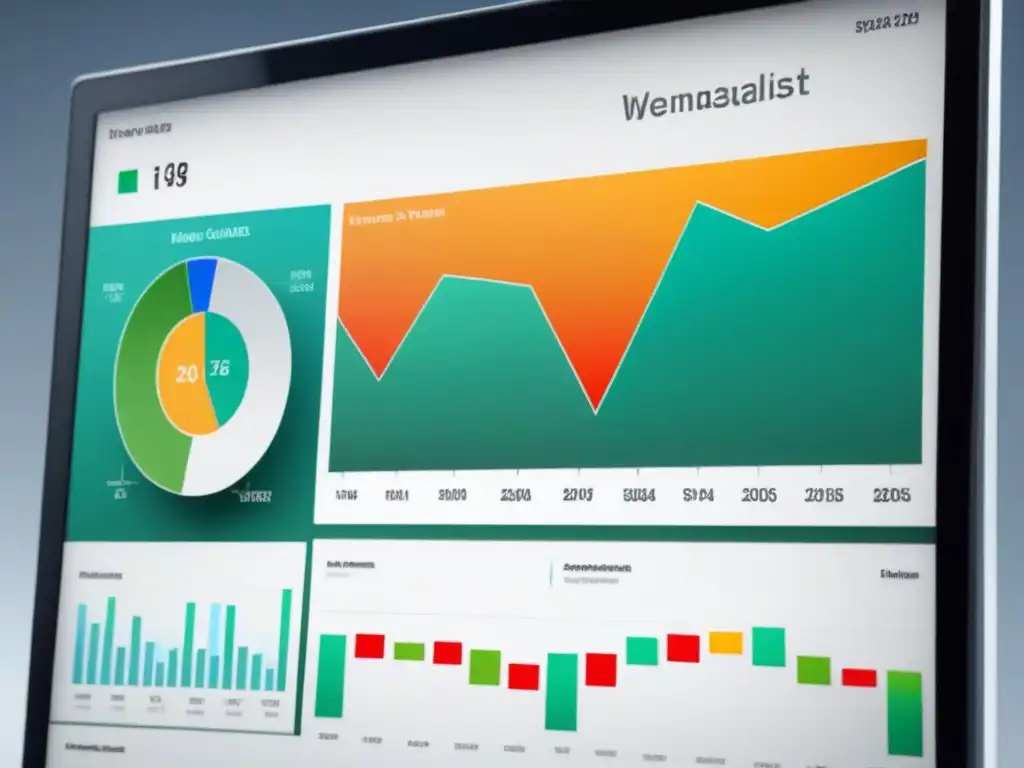 Un sofisticado panel digital muestra detallados gráficos de análisis de datos sobre gestión de residuos