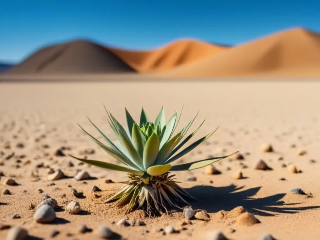 Un solitario y marchito arbusto luchando por sobrevivir en un vasto desierto árido